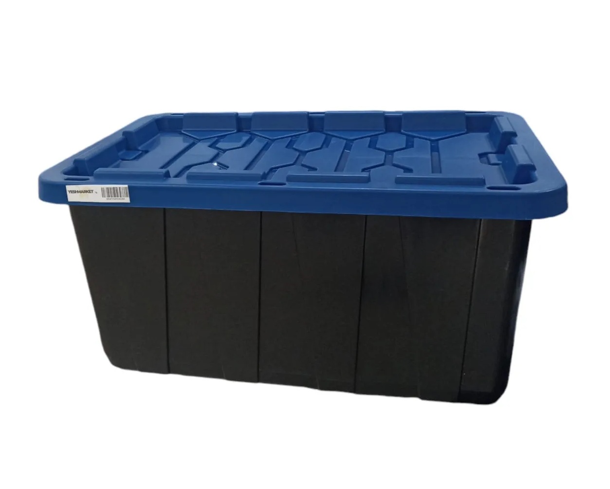 Caja Plástica 102 L Negro con Tapa Azul al mayoreo — Yesh Market