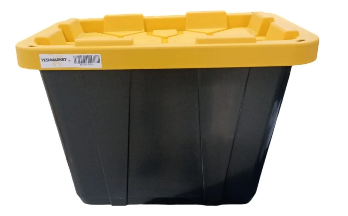 Caja Plástica 54 L Negro con Tapa Amarilla al mayoreo — Yesh Market