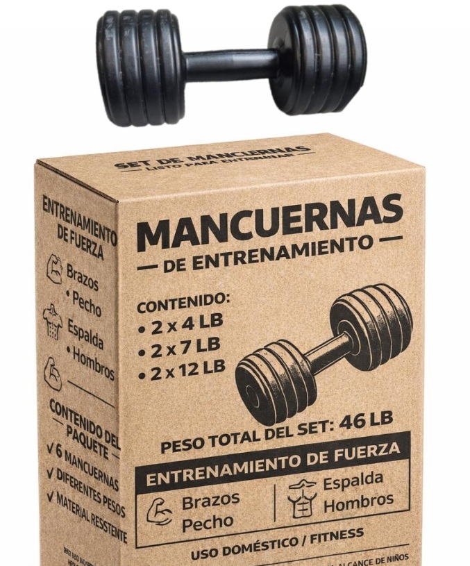 Mancuernas Plástico 4lb a 12lb