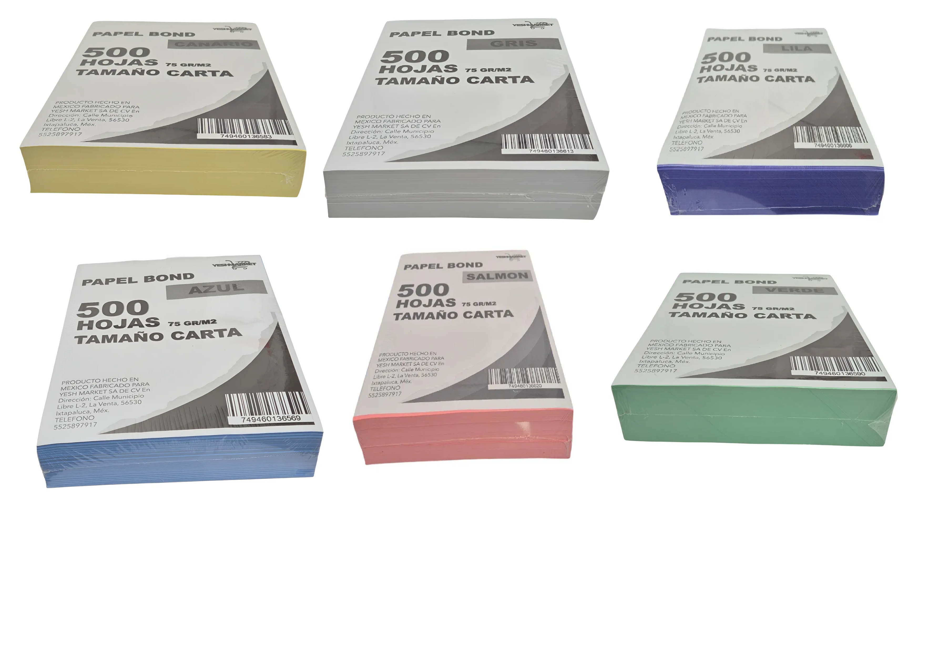 Papel Bond Carta Colores Pastel